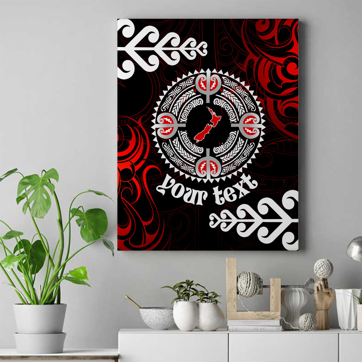 New Zealand Waitangi Day Personalised Canvas Wall Art Aotearoa Te Ra O Waitangi With Maori Tattoo LT9 Without Frame Red - Polynesian Pride