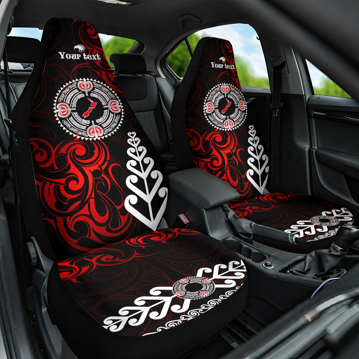 New Zealand Waitangi Day Personalised Car Seat Cover Aotearoa Te Ra O Waitangi With Maori Tattoo LT9 One Size Red - Polynesian Pride