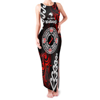 New Zealand Waitangi Day Personalised Family Matching Tank Maxi Dress and Hawaiian Shirt Aotearoa Te Ra O Waitangi With Maori Tattoo LT9 Mom's Dress Red - Polynesian Pride