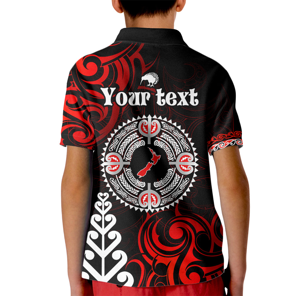 New Zealand Waitangi Day Personalised Kid Polo Shirt Aotearoa Te Ra O Waitangi With Maori Tattoo LT9 - Polynesian Pride