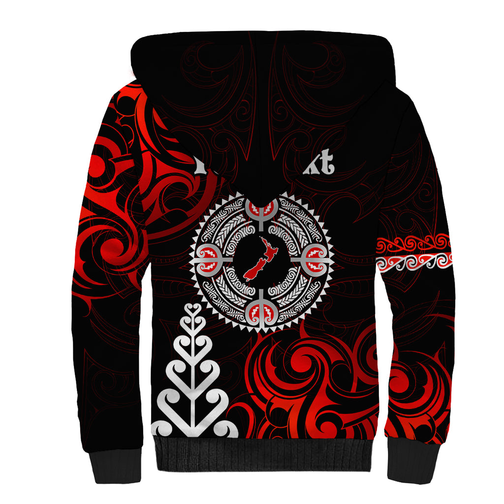 New Zealand Waitangi Day Personalised Sherpa Hoodie Aotearoa Te Ra O Waitangi With Maori Tattoo LT9 - Polynesian Pride