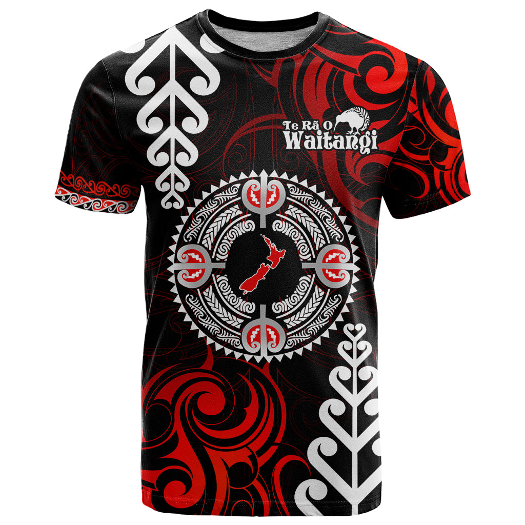 New Zealand Waitangi Day Personalised T Shirt Aotearoa Te Ra O Waitangi With Maori Tattoo LT9 Red - Polynesian Pride