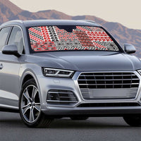 Aotearoa Kowhaiwhai Taniko Patchwork Motifs Auto Sun Shade - Polynesian Pride