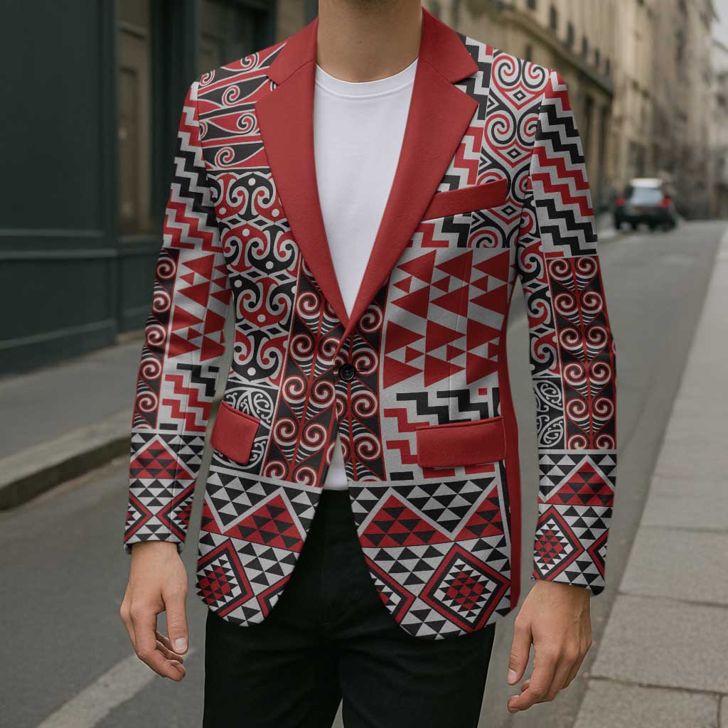 Aotearoa Kowhaiwhai Taniko Patchwork Motifs Blazer - Polynesian Pride