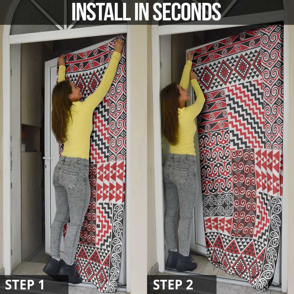 Aotearoa Kowhaiwhai Taniko Patchwork Motifs Door Cover - Polynesian Pride