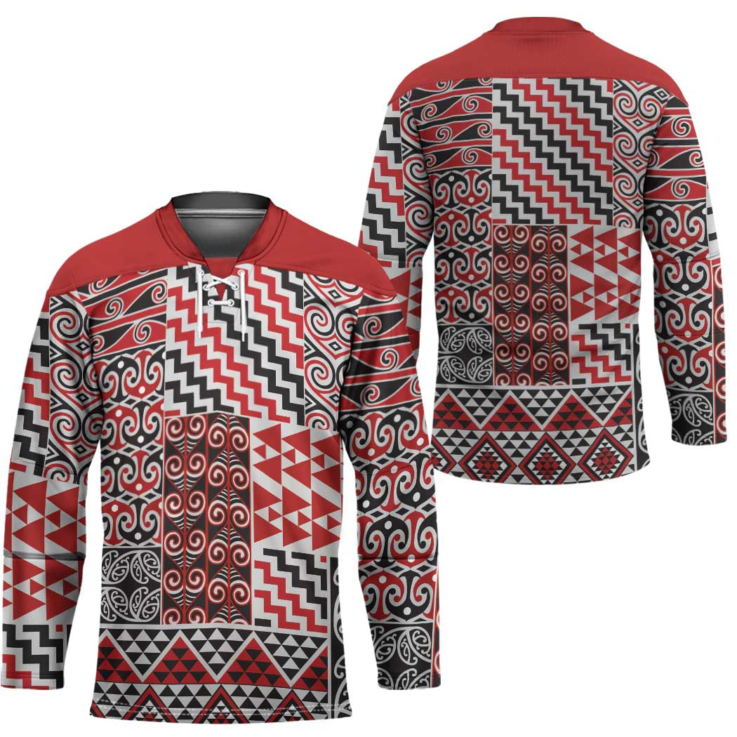 Aotearoa Kowhaiwhai Taniko Patchwork Motifs Hockey Jersey - Polynesian Pride