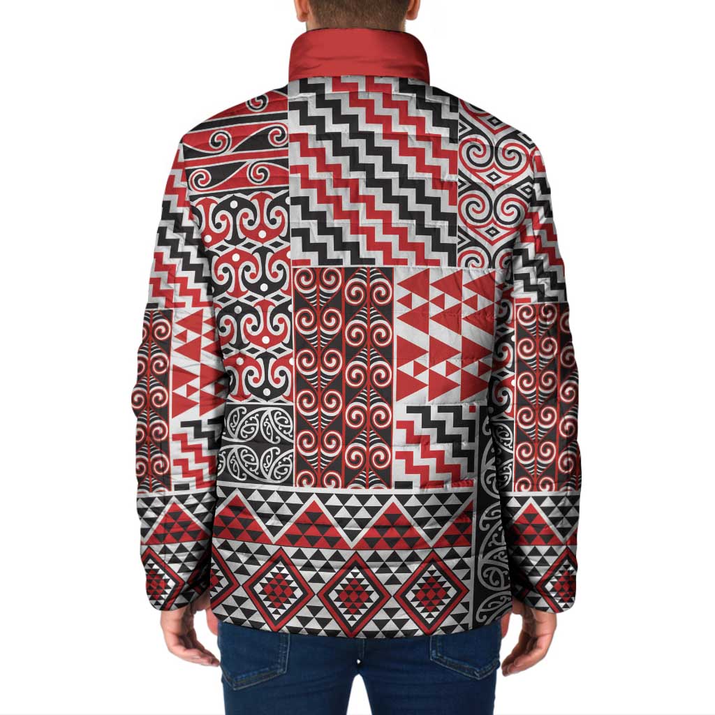 Aotearoa Kowhaiwhai Taniko Patchwork Motifs Padded Jacket - Polynesian Pride