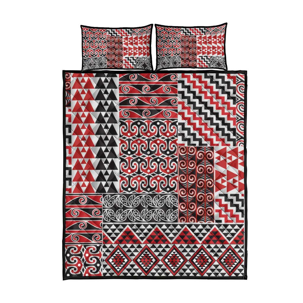 Aotearoa Kowhaiwhai Taniko Patchwork Motifs Quilt Bed Set