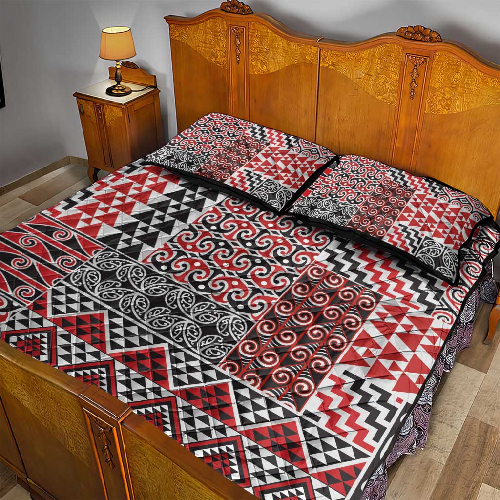 Aotearoa Kowhaiwhai Taniko Patchwork Motifs Quilt Bed Set