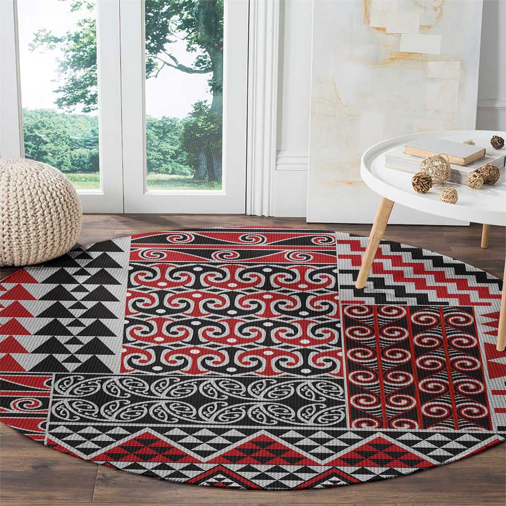 Aotearoa Kowhaiwhai Taniko Patchwork Motifs Round Carpet LT9 - Polynesian Pride