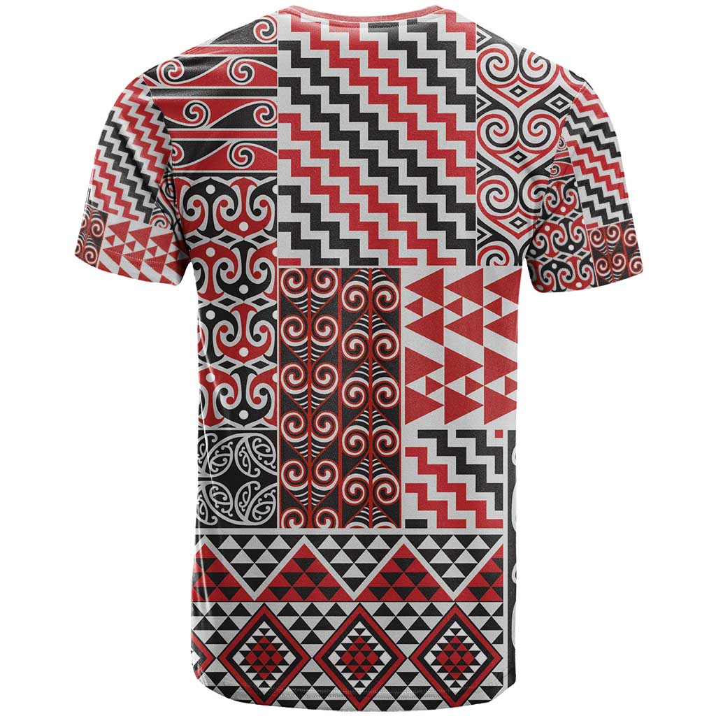Aotearoa Kowhaiwhai Taniko Patchwork Motifs T Shirt