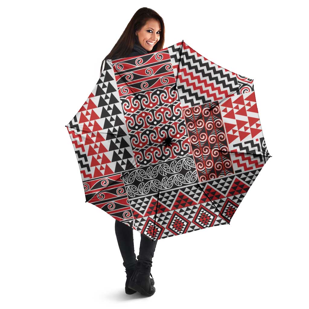 Aotearoa Kowhaiwhai Taniko Patchwork Motifs Umbrella - Polynesian Pride