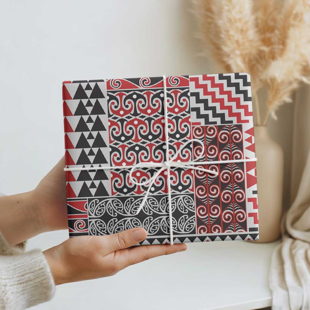 Aotearoa Kowhaiwhai Taniko Patchwork Motifs Wrapping Paper - Polynesian Pride