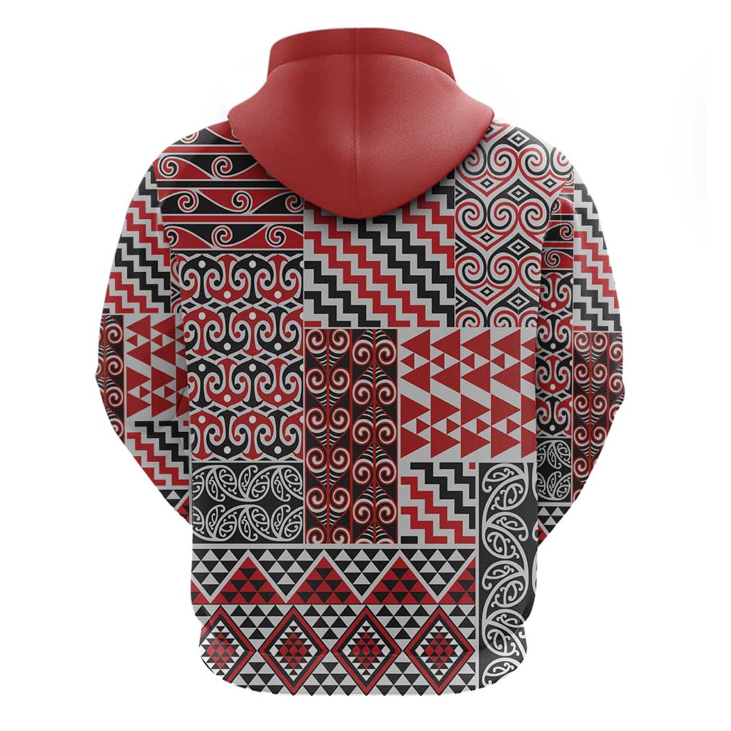 Aotearoa Kowhaiwhai Taniko Patchwork Motifs Zip Hoodie LT9 - Polynesian Pride