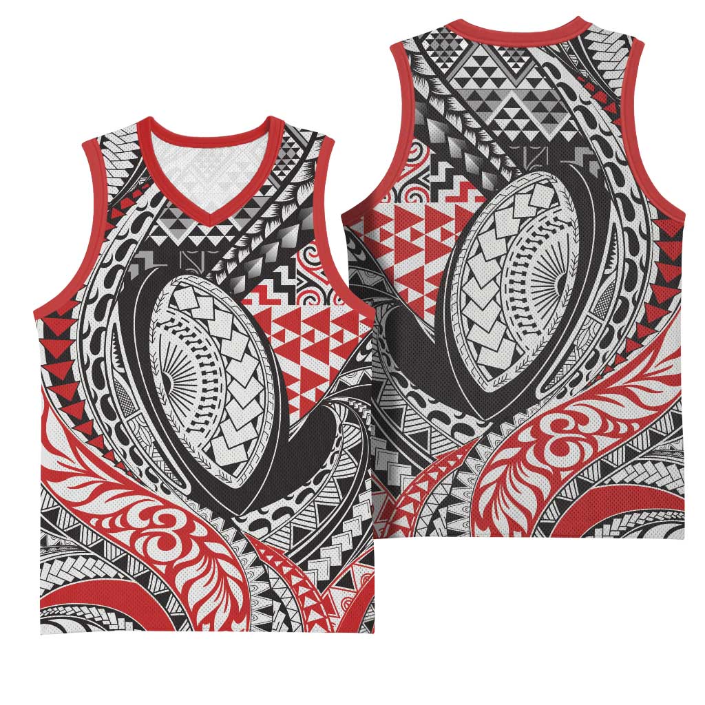 Aotearoa Maori Rugby Tribal Tattoo Basketball Jersey Kowhaiwhai Taniko Patchwork Motifs - Polynesian Pride