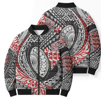Aotearoa Maori Rugby Tribal Tattoo Bomber Puffer Jacket Kowhaiwhai Taniko Patchwork Motifs - Polynesian Pride