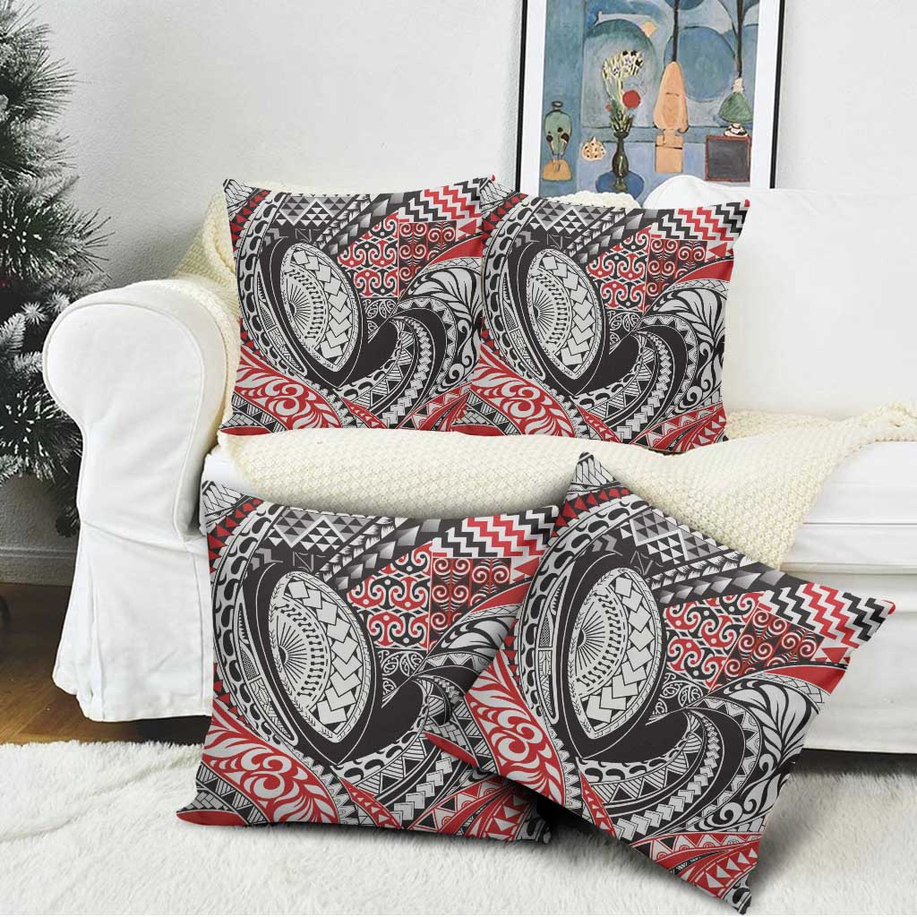 Aotearoa Maori Rugby Tribal Tattoo Pillow Cover Kowhaiwhai Taniko Patchwork Motifs - Polynesian Pride