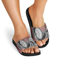 Aotearoa Maori Rugby Tribal Tattoo Slide Sandals Kowhaiwhai Taniko Patchwork Motifs - Polynesian Pride