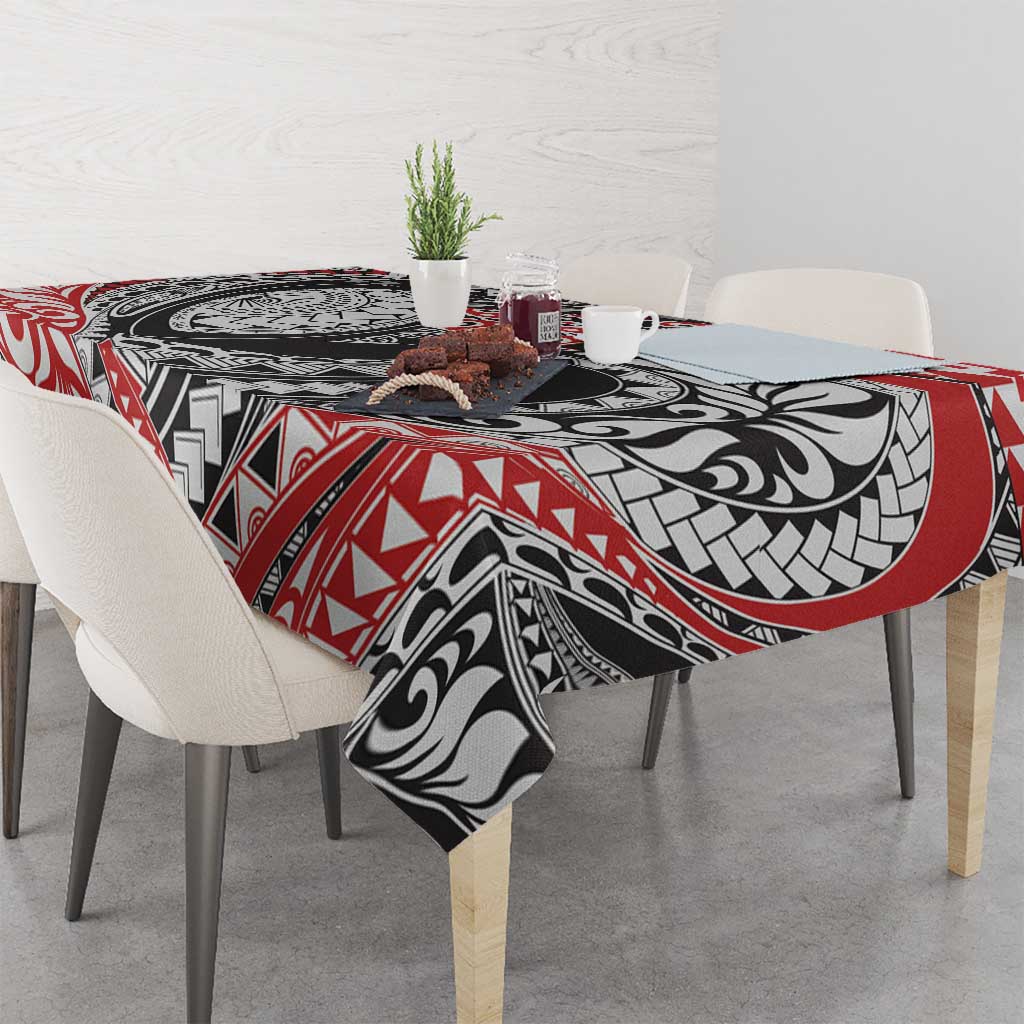 Aotearoa Maori Rugby Tribal Tattoo Tablecloth Kowhaiwhai Taniko Patchwork Motifs