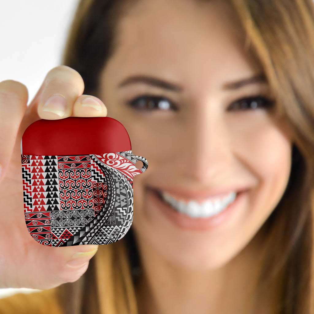 Aotearoa Maori Tribal Tattoo AirPods Case Kowhaiwhai Taniko Patchwork Motifs - Polynesian Pride
