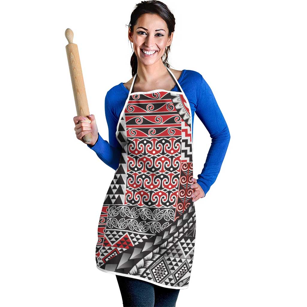 Aotearoa Maori Tribal Tattoo Apron Kowhaiwhai Taniko Patchwork Motifs - Polynesian Pride