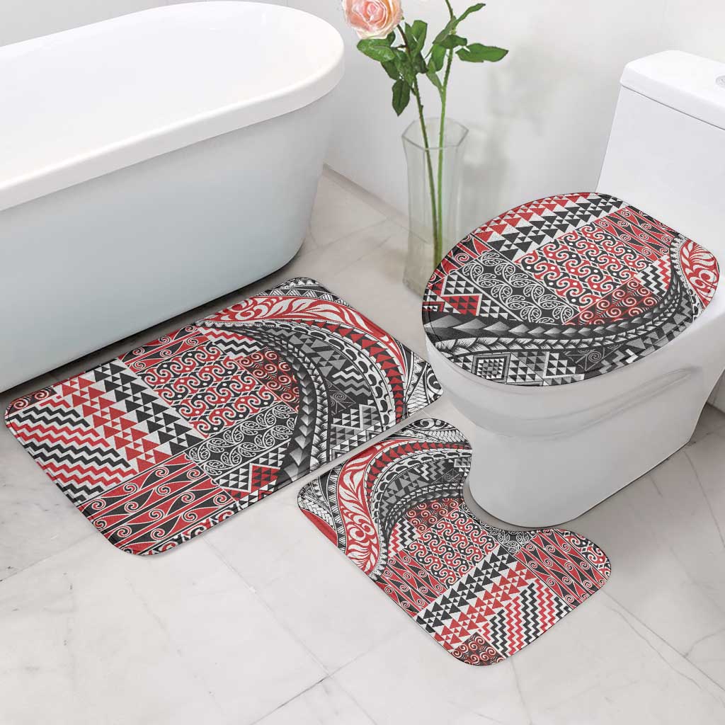 Aotearoa Maori Tribal Tattoo Bathroom Set Kowhaiwhai Taniko Patchwork Motifs - Polynesian Pride