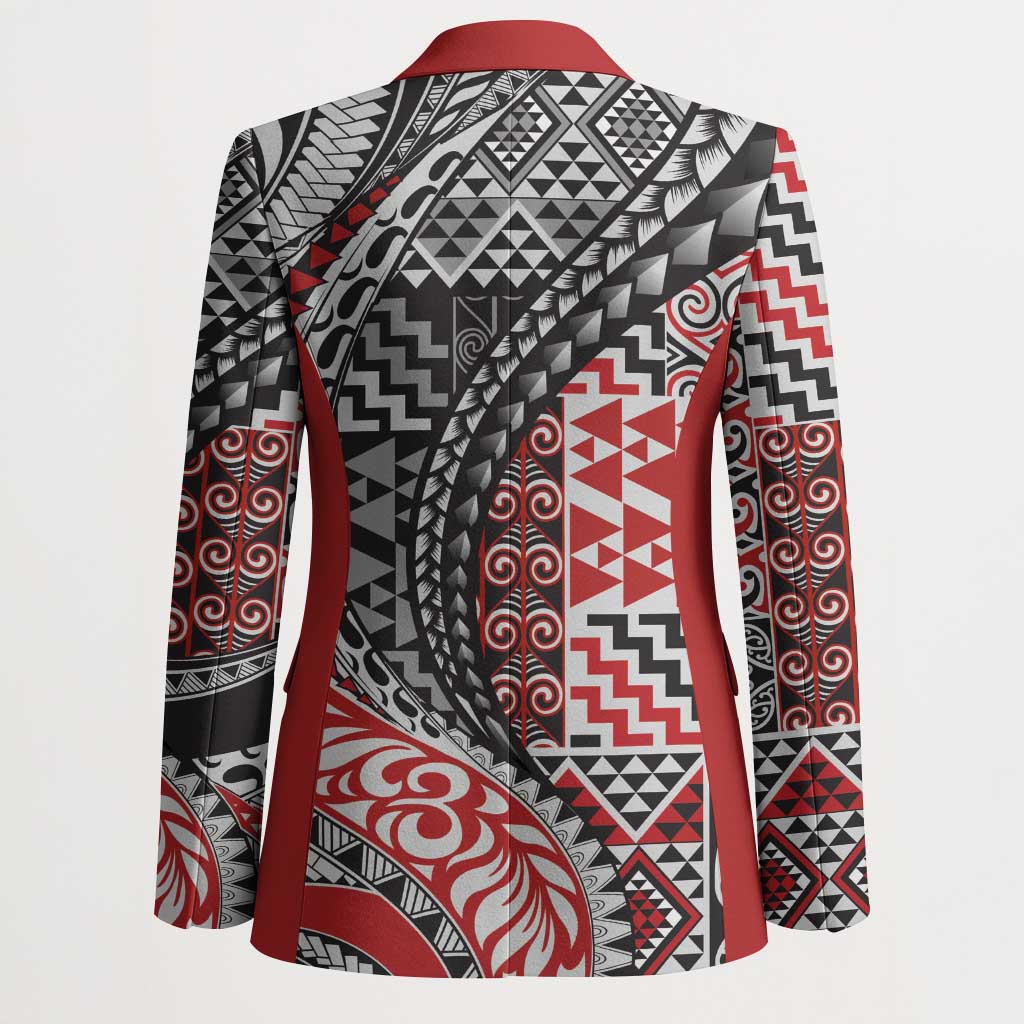 Aotearoa Maori Tribal Tattoo Blazer Kowhaiwhai Taniko Patchwork Motifs - Polynesian Pride