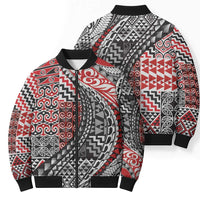 Aotearoa Maori Tribal Tattoo Bomber Puffer Jacket Kowhaiwhai Taniko Patchwork Motifs - Polynesian Pride