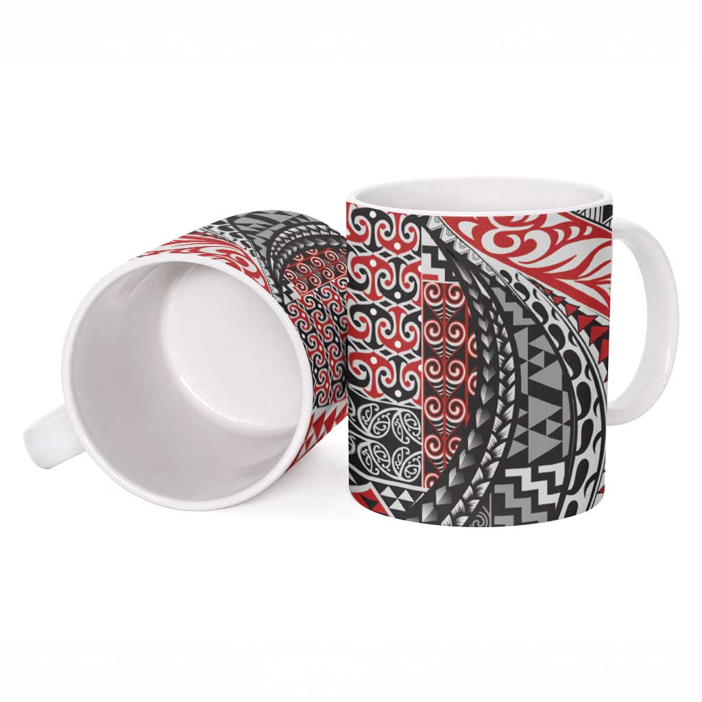 Aotearoa Maori Tribal Tattoo Ceramic Mug Kowhaiwhai Taniko Patchwork Motifs - Polynesian Pride