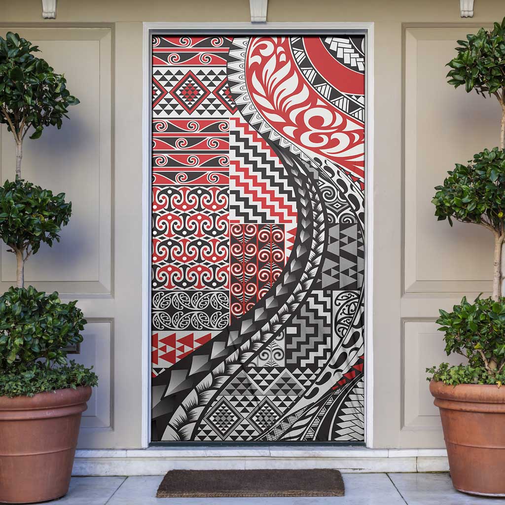 Aotearoa Maori Tribal Tattoo Door Cover Kowhaiwhai Taniko Patchwork Motifs - Polynesian Pride