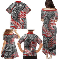Aotearoa Maori Tribal Tattoo Family Matching Puletasi and Hawaiian Shirt Kowhaiwhai Taniko Patchwork Motifs