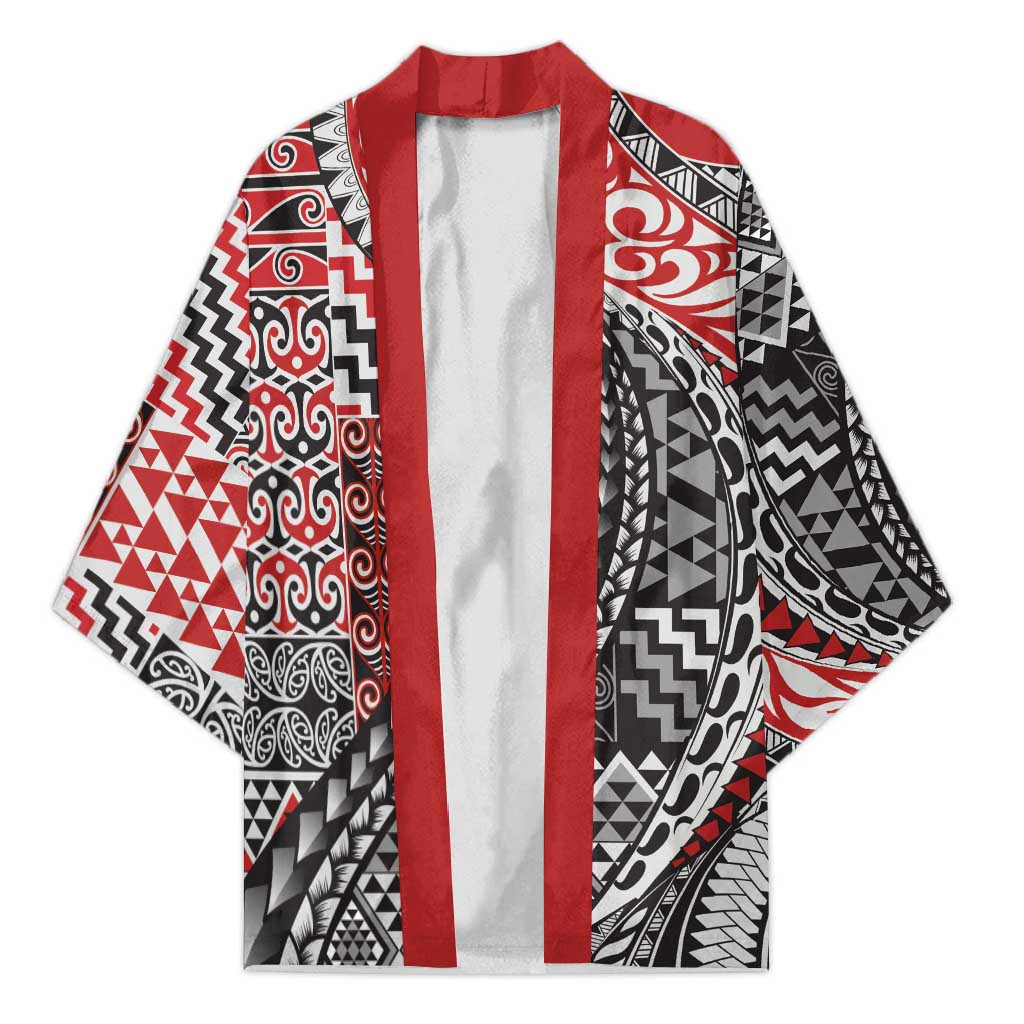 Aotearoa Maori Tribal Tattoo Kimono Kowhaiwhai Taniko Patchwork Motifs - Polynesian Pride