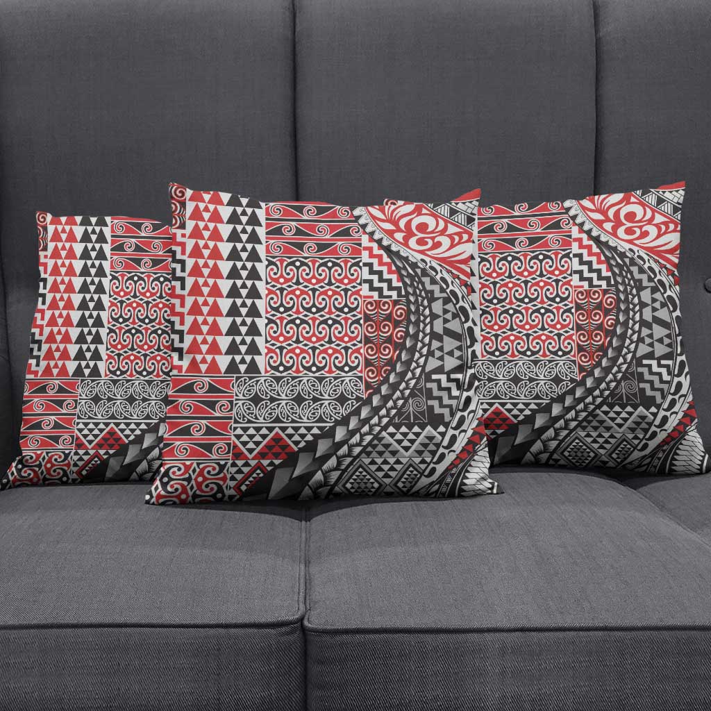 Aotearoa Maori Tribal Tattoo Pillow Cover Kowhaiwhai Taniko Patchwork Motifs - Polynesian Pride