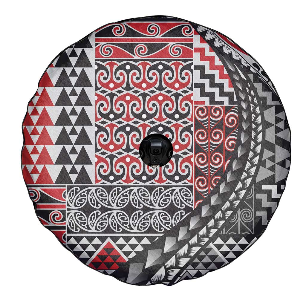 Aotearoa Maori Tribal Tattoo Spare Tire Cover Kowhaiwhai Taniko Patchwork Motifs