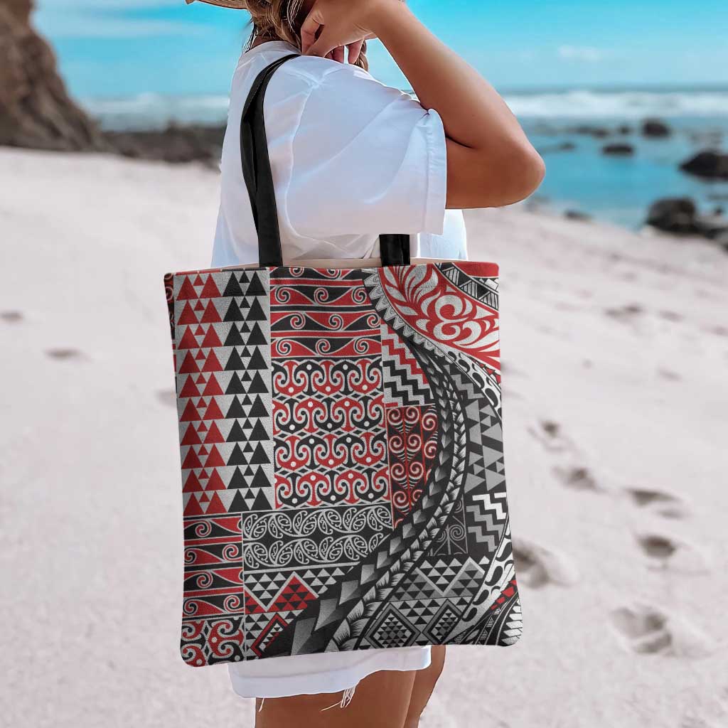 Aotearoa Maori Tribal Tattoo Tote Bag Kowhaiwhai Taniko Patchwork Motifs - Polynesian Pride