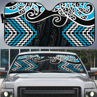 Blue Aotearoa Tukutuku Manawa Tapu Auto Sun Shade Ta Moko Toi Maori - Polynesian Pride