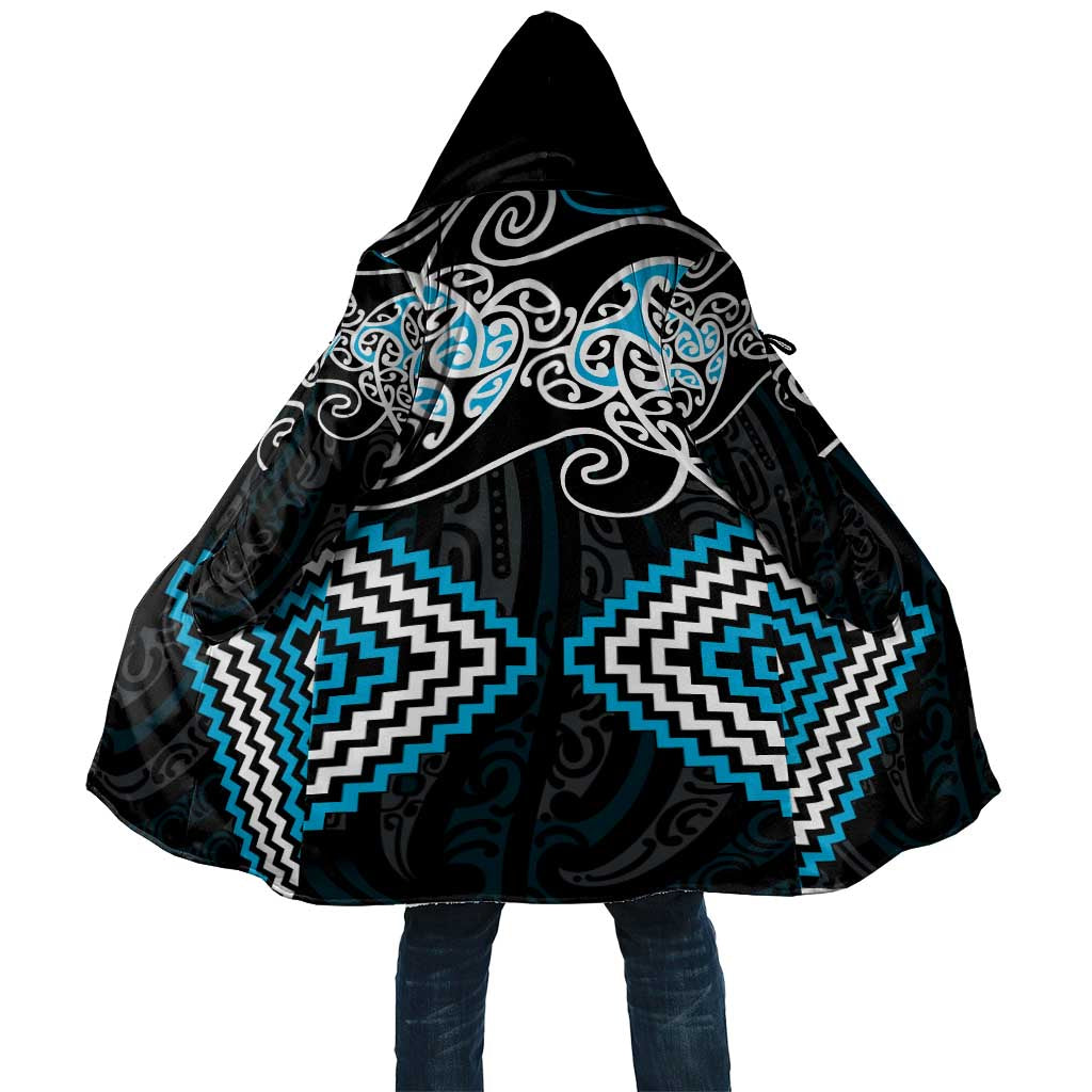 Blue Aotearoa Tukutuku Manawa Tapu Cloak Ta Moko Toi Maori - Polynesian Pride