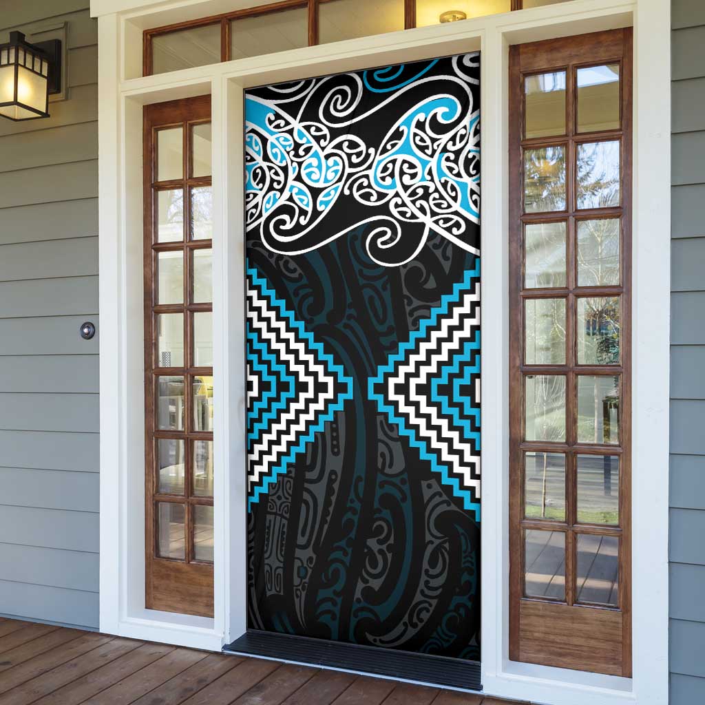 Blue Aotearoa Tukutuku Manawa Tapu Door Cover Ta Moko Toi Maori - Polynesian Pride