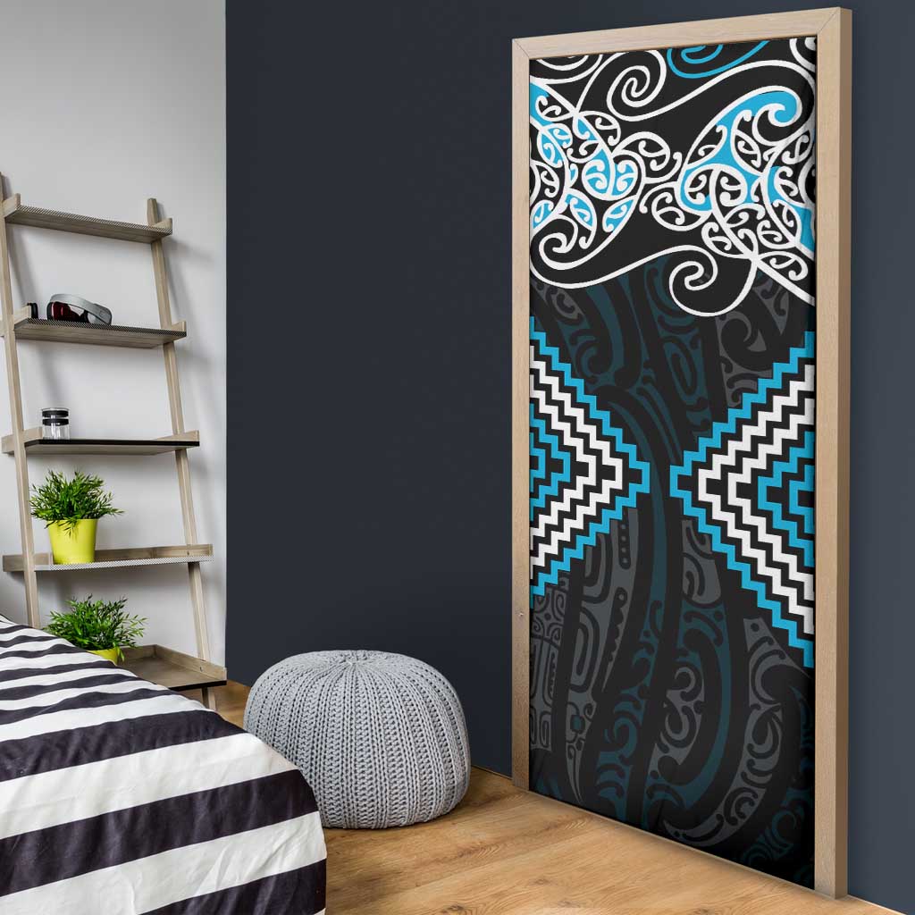 Blue Aotearoa Tukutuku Manawa Tapu Door Cover Ta Moko Toi Maori - Polynesian Pride