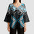 Blue Aotearoa Tukutuku Manawa Tapu Kimono Sleeve Blouse Ta Moko Toi Maori - Polynesian Pride