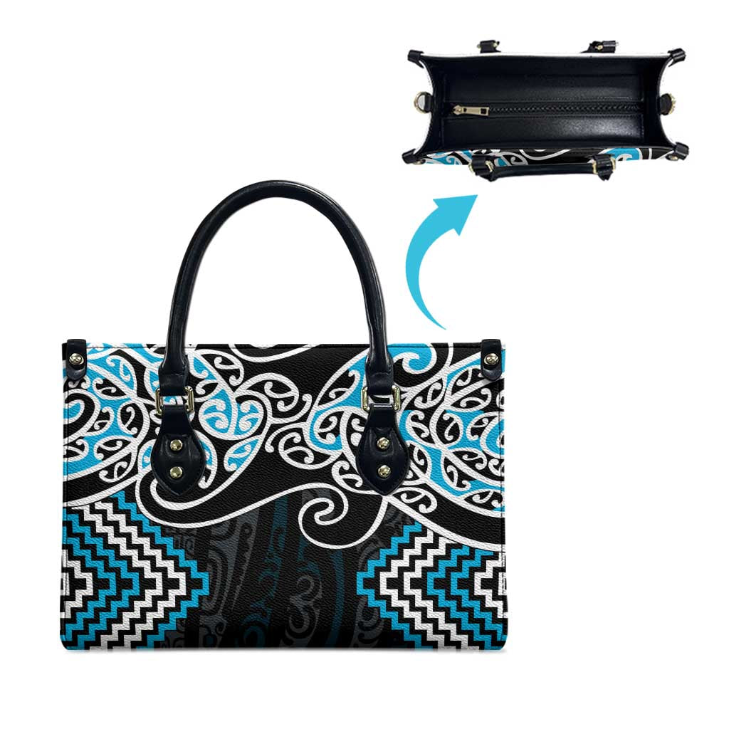 Blue Aotearoa Tukutuku Manawa Tapu Leather Bag Ta Moko Toi Maori - Polynesian Pride