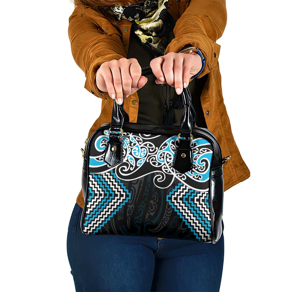 Blue Aotearoa Tukutuku Manawa Tapu Shoulder Handbag Ta Moko Toi Maori LT9 One Size Blue - Polynesian Pride