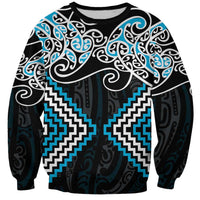 Blue Aotearoa Tukutuku Manawa Tapu Sweatshirt Ta Moko Toi Maori