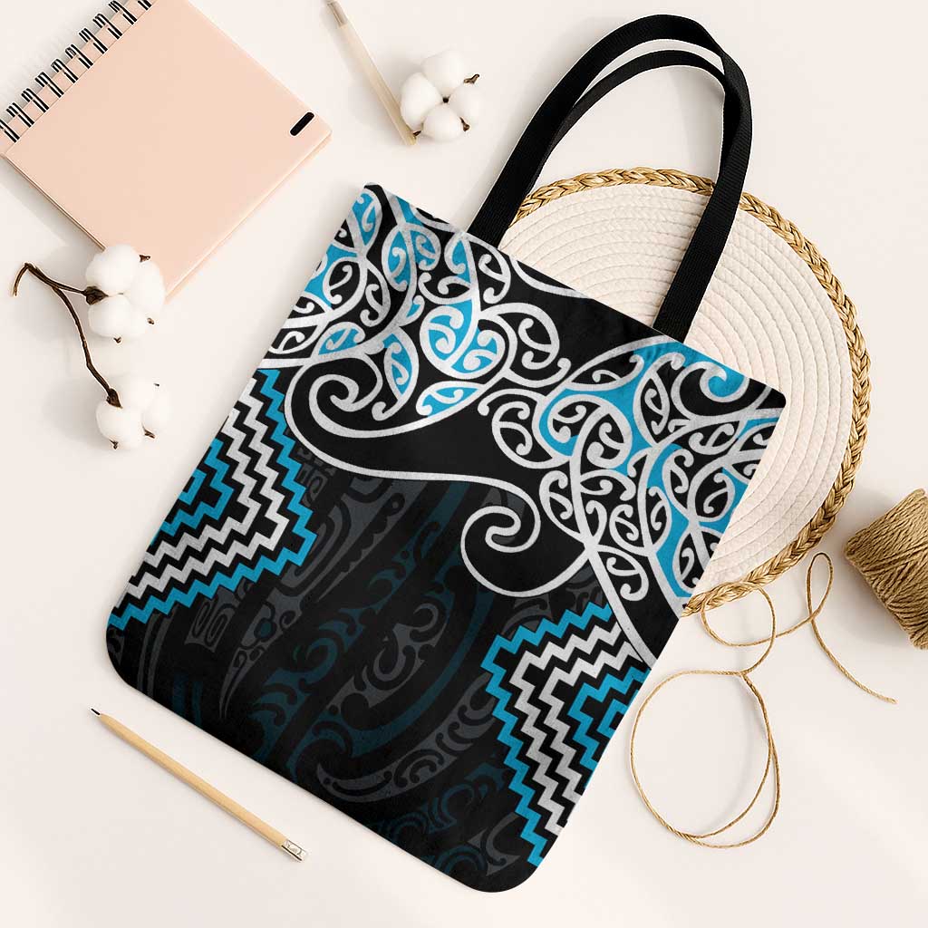 Blue Aotearoa Tukutuku Manawa Tapu Tote Bag Ta Moko Toi Maori - Polynesian Pride