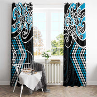 Blue Aotearoa Tukutuku Manawa Tapu Window Curtain Ta Moko Toi Maori