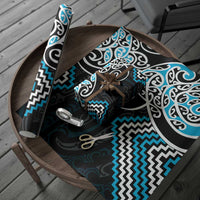 Blue Aotearoa Tukutuku Manawa Tapu Wrapping Paper Ta Moko Toi Maori - Polynesian Pride
