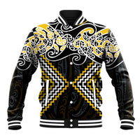 Gold Aotearoa Tukutuku Manawa Tapu Baseball Jacket Ta Moko Toi Maori LT9 Unisex Gold - Polynesian Pride