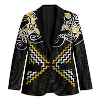 Gold Aotearoa Tukutuku Manawa Tapu Blazer Ta Moko Toi Maori - Polynesian Pride