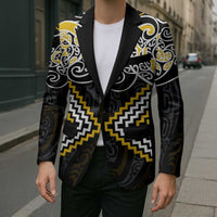 Gold Aotearoa Tukutuku Manawa Tapu Blazer Ta Moko Toi Maori - Polynesian Pride