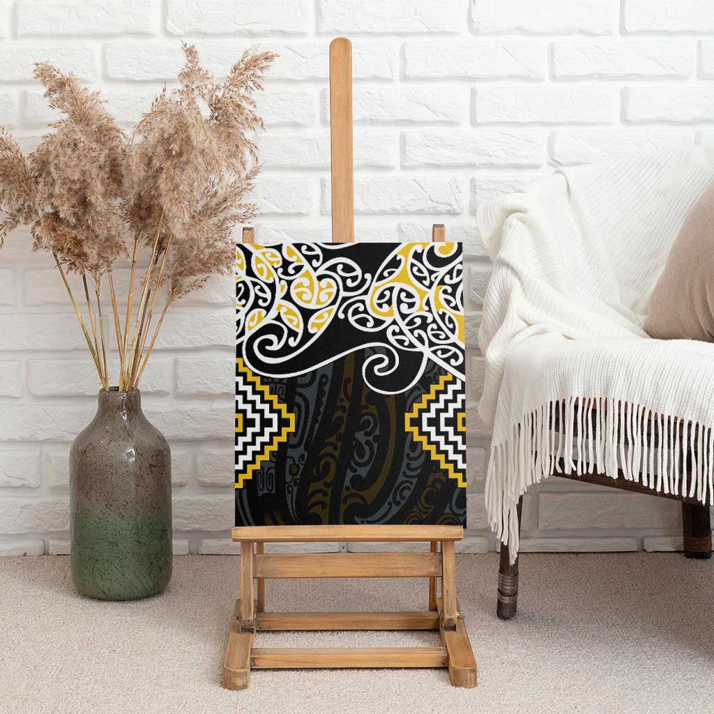 Gold Aotearoa Tukutuku Manawa Tapu Canvas Wall Art Ta Moko Toi Maori